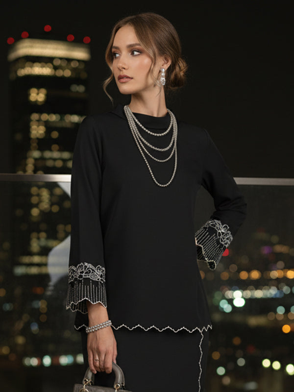 BAJU KURUNG KEDAH DOVIE (BLACK)